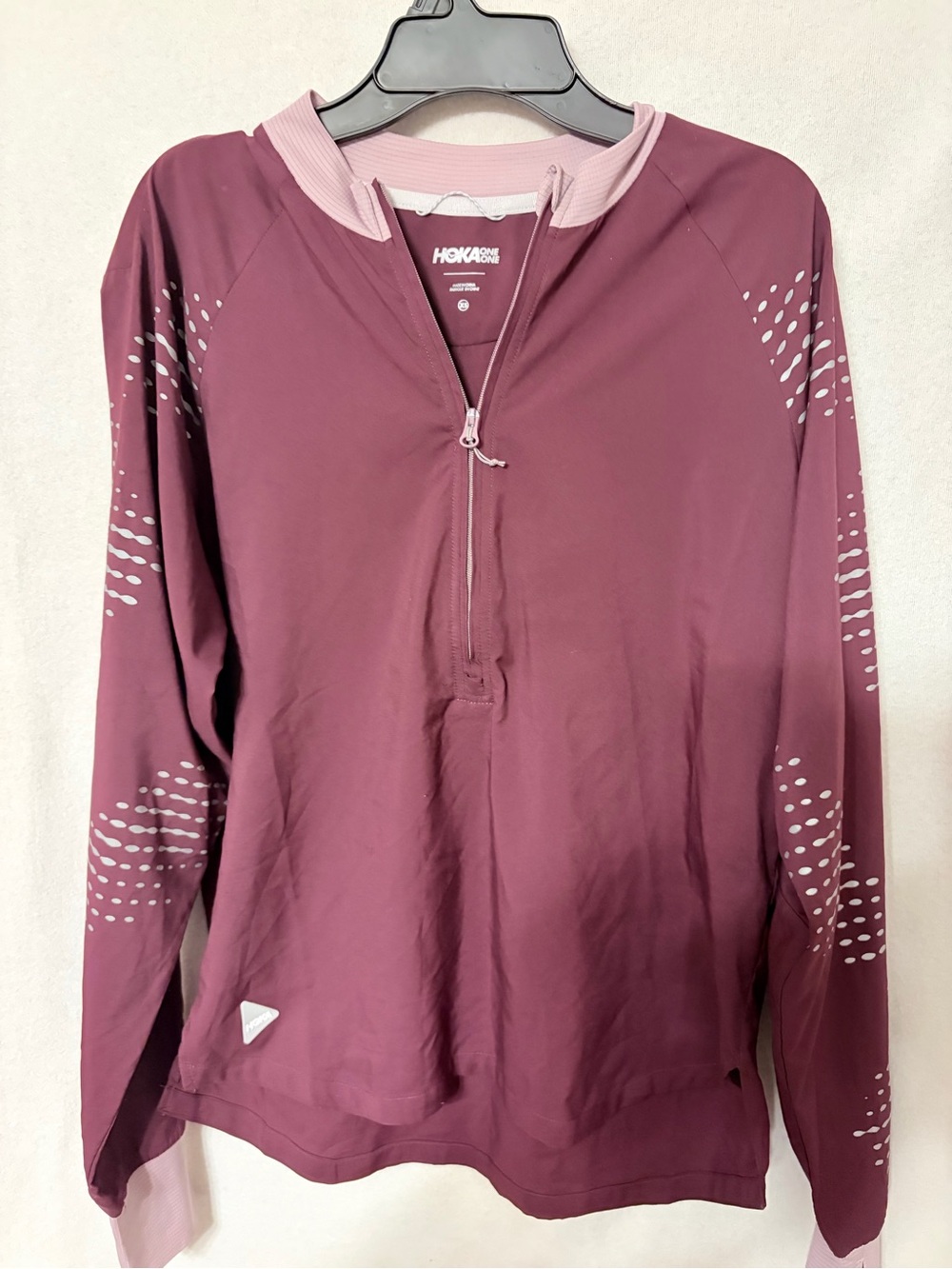 Hoka One One Women's Plum Half-Zip Pullover with Light Pink Trim